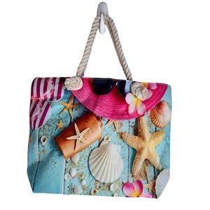 216. Large Beach Theme Canvas Tote Bag #2